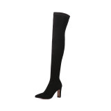 Fashion pure color women's shoes in winter 2019 pointed toe zipper stilettos heels over the knee high boots sexy elegant ladies boots concise mature office lady