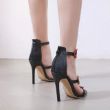 Summer 2019 fashion trend women's shoes stilettos heels sandals zipper sexy elegant concise novelty mature office lady black