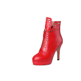 Fashion comfortable short boots leather women's shoes in winter 2019 zipper red women's boots stilettos heels women's boots rivet big size classics office lady
