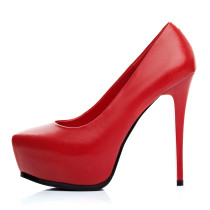 Summer 2019 fashion trend women's shoes pointed toe stilettos heels pumps waterproof red black leather concise elegant mature