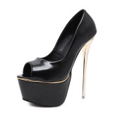 Summer 2019 fashion trend women's shoes peep toe stilettos heels waterproof elegant pumps sexy elegant ladies boots beige