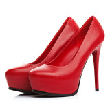 Summer 2019 fashion trend women's shoes pointed toe stilettos heels pumps waterproof red black leather concise elegant mature