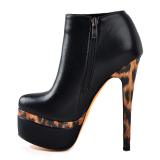 Fashion women's shoes winter 2019 round toe waterproof stilettos heels women's boots party shoes leopard print ladies shoes