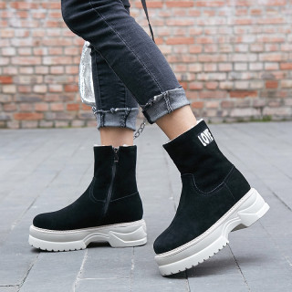 Fashion women's shoes in winter 2019 round toe zipper sexy elegant ladies boots concise mature black matte zipper pure color