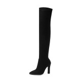 Fashion women's shoes in winter 2019 sexy elegant ladies boots concise mature office lady pure color pointed toe chunky heels