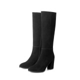 Fashion women's shoes in winter 2019 chunky heels zipper knee high boots sexy elegant ladies boots concise mature office lady