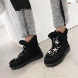 Fashion women's shoes in winter 2019 slip-on elegant ladies boots concise office lady army green big size crystal rhinestone