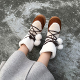 Fashion women's shoes in winter 2019 slip-on add wool upset snow boots women's boots camel sweet concise comfortable big size