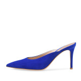 Summer sexy elegant 2019 fashion Royal blue women's shoes stilettos heels nude brown mules black slippers