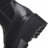 Fashion women's shoes in winter 2019 slip-on waterproof over the knee high boots sexy concise mature pure color big size black