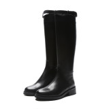 Fashion women's shoes winter 2019 round toe zipper buckle black knee high boots ladies boots chunky heels genuine leather boots