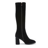 Fashion women's shoes in winter 2019 pointed toe knee high boots zipper chunky heels sexy elegant ladies boots concise mature