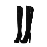 Fashion women's shoes winter 2019 zipper round toe chunky heels over the knee high boots sexy elegant platform ladies boots 12cm