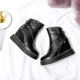Fashion women's shoes in winter 2019 round toe zipper black genuine leather ladies boots wedges ankle boots platform stars shoes