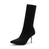 Fashion short boots women's shoes in winter 2019 sexy over the knee high boots elegant ladies boots concise mature office lady pointed toe stilettos heels