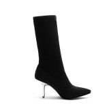 Fashion short boots women's shoes in winter 2019 sexy over the knee high boots elegant ladies boots concise mature office lady pointed toe stilettos heels