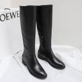 Fashion women's shoes winter 2019 zipper round toe casual ladies boots concise mature genuine leather rivets knee high boots 40