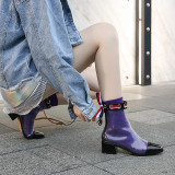 Summer 2019 fashion trend women's shoes pointed toe short boots zipper PVC women's boots transparent leisure butterfly-knot