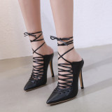 summer boots gladiator  high heels shoes for woman 12cm party shoes slip-on ladies shoes sexy ankle strap stiletto cross lacing up cage sandals