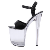 Summer stilettos extreme crystal heels clear platform red white sandals ladies big size high heels 20cm