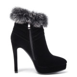 Fashion women's shoes in winter 2019 stilettos heels waterproof zipper sexy elegant ladies boots feather metal decoration