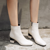 Fashion women's shoes in winter 2019 zipper women's boots short boots chunky heels concise office lady small size 33 big 40