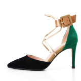 2019 summer woman shoes high heels 9cm pumps buckle women narrow band stiletto heels glitter sandals mixed colors
