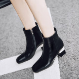 Fashion women's shoes in winter 2019 zipper women's boots short boots chunky heels concise office lady small size 33 big 40