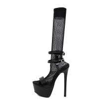 Summer 2019 fashion black wire side classics waterproof women's party shoes buckle stilettos heels narrow band novelty sexy