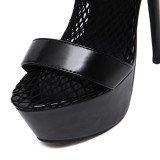 Summer 2019 fashion black wire side classics waterproof women's party shoes buckle stilettos heels narrow band novelty sexy