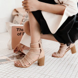 new 2019 summer sexy high heels 7cm party shoes for woman zipper ankle strap apricot black sandals narrow band chunky heels