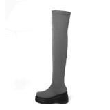 Fashion women's shoes in winter 2019 round toe women's boots over the knee high boots zipper concise mature black comfortable
