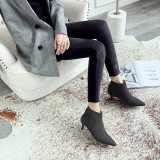 Fashion zipper women's shoes spring 2019 stilettos heels black matte sexy elegant ladies grey ankle boots concise mature office lady