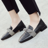 Spring and autumn personality butterfly-knot classics slip-on small leather shoes 2019 fashion joker women's shoes pointed toe