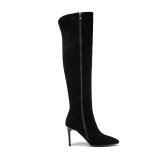 Fashion sexy elegant pointed toe mature office lady women's shoes in winter 2019 crystal rhinestone over the knee high boots