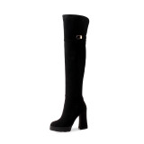 Fashion women's shoes winter 2019 pointed toe chunky heels 10cm over the knee high boots platform ladies boots 40