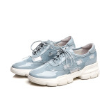 Spring and autumn leisure sky-blue 2019 fashion women's casual shoes cross tied pointed toe comfortable sneakers