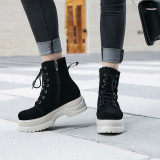 Fashion women's shoes in winter 2019 round toe women's boots matin boots cross lacing short boots elegant concise mature