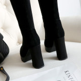 Fashion women's shoes winter 2019 pointed toe chunky heels 10cm over the knee high boots platform ladies boots 40