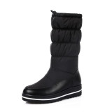 Fashion mature women's shoes winter 2019 round toe women's boots slip-on black white warm platform mid calf boots snow boots 44