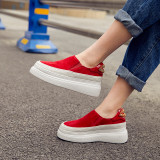 Spring and autumn concise mature 2019 fashion women's shoes slip-on pure color red metal decoration leisure ladylike temperament