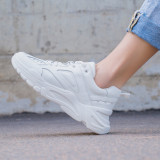 Fashion comfortable white women's shoes 2019 spring lace up platform sneakers genuine leather leisure casual shoes