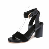 Summer 2019 fashion trend women's shoes buckle sexy sandals chunky heels party shoes mature brown concise heel-height 8cm
