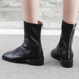 Fashion women's shoes in winter 2019 zipper pointed toe sexy elegant ladies boots concise mature black short boots milk white