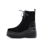 Fashion comfortable classics women's shoes winter 2019 round toe cross tied lacing up platform leisure wedges matin boots 8cm