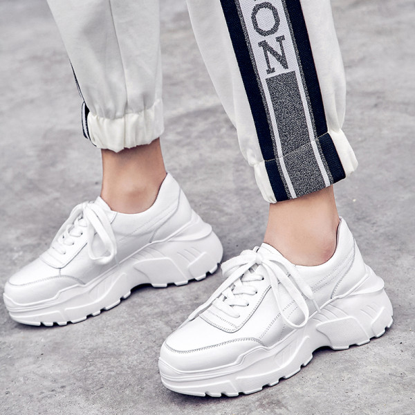 Spring and autumn 2019 fashion women's shoes cross lacing pure color concise white beige comfortable classics shallow leisure