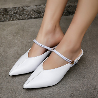 Summer 2019 fashion trend women's shoes pointed toe elegant mature office lady sandals party shoes big size 42 white black