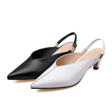 Summer 2019 fashion trend women's shoes pointed toe elegant mature office lady sandals party shoes big size 42 white black