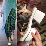 Arden Furtado 2019 summer chunky heels strange style genuine leather flip-flops platform party shoes fashion ladies sandals 8cm