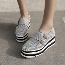 Spring and autumn pure color 2019 fashion women's shoes slip-on suit  gym shoes buckle leisure comfortable classics sexy wedges
